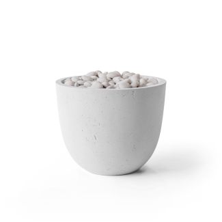 HPC Element 20.5" Round Concrete Gas Fire Pit with CSA Certified Match Light Ignition In Ash with Ivory Beach Stone & Torpedo Burner - TOR-ELEM-AIB-MLFPK