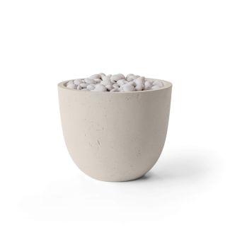 HPC Element 20.5" Round Concrete Gas Fire Pit with CSA Certified Match Light Ignition In Clay with Ivory Beach Stone & Torpedo Burner - TOR-ELEM-CLIB-MLFPK