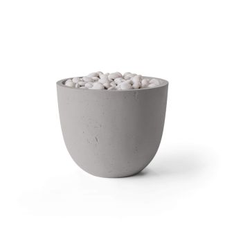 HPC Element 20.5" Round Concrete Gas Fire Pit with CSA Certified Match Light Ignition in Sandstone with Ivory Beach Stone & Torpedo Burner - TOR-ELEM-SIB-MLFPK