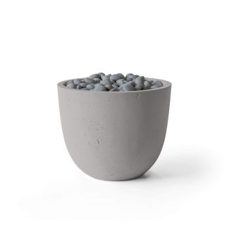 HPC Element 20.5" Round Concrete Gas Fire Pit with CSA Certified Match Light Ignition in Sandstone with Slate Beach Stone & Torpedo Burner - TOR-ELEM-SBL-MLFPK
