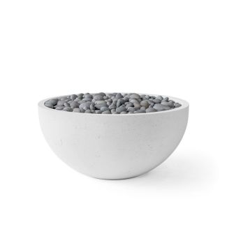 HPC Serenade 32" Round Concrete Gas Fire Pit with CSA Certified Match Light Ignition In Ash with Slate Beach Stone & Torpedo Burner - TOR-SERE32-ASB-MLFPK