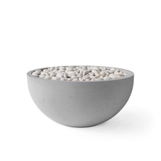 HPC Serenade 32" Round Concrete Gas Fire Pit with CSA Certified Match Light Ignition In Charcoal with Ivory Beach Stone & Torpedo Burner - TOR-SERE32-CHIB-MLFPK