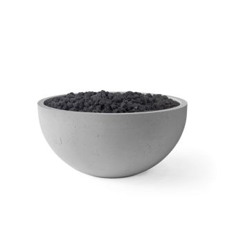 HPC Serenade 32" Round Concrete Gas Fire Pit with CSA Certified Match Light Ignition In Charcoal with Black Lava Rock & Torpedo Burner - TOR-SERE32-CHBL-MLFPK