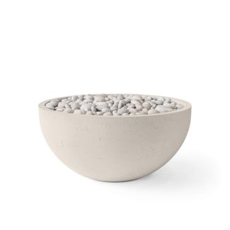 HPC Serenade 32" Round Concrete Gas Fire Pit with CSA Certified Match Light Ignition In Clay with Ivory Beach Stone & Torpedo Burner - TOR-SERE32-CLIB-MLFPK