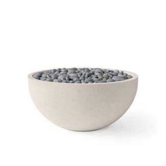 HPC Serenade 32" Round Concrete Gas Fire Pit with CSA Certified Match Light Ignition In Clay with Slate Beach Stone & Torpedo Burner - TOR-SERE32-CLSB-MLFPK