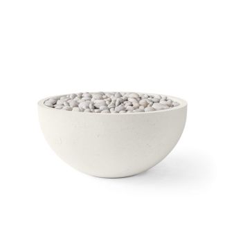 HPC Serenade 32" Round Concrete Gas Fire Pit with CSA Certified Match Light Ignition In Limestone with Ivory Beach Stone & Torpedo Burner - TOR-SERE32-LIB-MLFPK