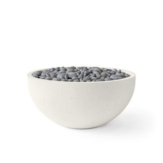 HPC Serenade 32" Round Concrete Gas Fire Pit with CSA Certified Match Light Ignition In Limestone with Slate Beach Stone & Torpedo Burner - TOR-SERE32-LSB-MLFPK