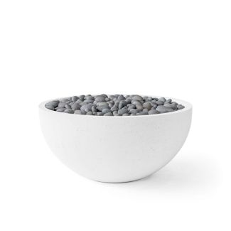 HPC Serenade 32" Round Concrete Gas Fire Pit with Electronic On/Off Ignition in Clay in Natural with Slate Beach Stone & Torpedo Burner - TOR-SERE32-NSB-MLFPK