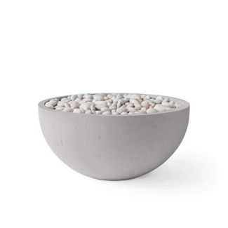 HPC Serenade 32" Round Concrete Gas Fire Pit with CSA Certified Match Light Ignition in Sandstone with Ivory Beach Stone & Torpedo Burner - TOR-SERE32-SIB-MLFPK