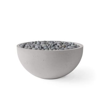 HPC Serenade 32" Round Concrete Gas Fire Pit with CSA Certified Match Light Ignition in Sandstone with Slate Beach Stone & Torpedo Burner - TOR-SERE32-SBL-MLFPK
