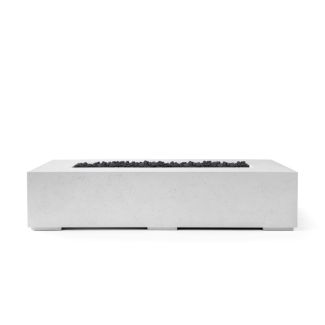 HPC Sonoma 72" Linear Concrete Gas Fire Pit in Ash with Match Light & Black Lava Rock - TOR-SONO72-ABL-MLFPK