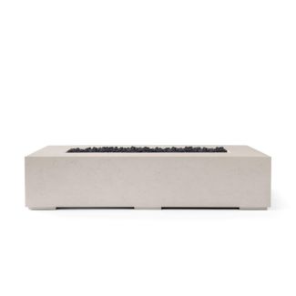 HPC Sonoma 72" Linear Concrete Gas Fire Pit in Clay with Match Light & Black Lava Rock - TOR-SONO72-CLBL-MLFPK