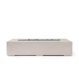 HPC Sonoma 72" Linear Concrete Gas Fire Pit in Clay with Match Light & Slate Beach Stone - TOR-SONO72-CLSB-MLFPK