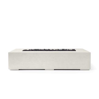 HPC Sonoma 72" Linear Concrete Gas Fire Pit in Limestone with Match Light & Black Lava Rock - TOR-SONO72-LBL-MLFPK