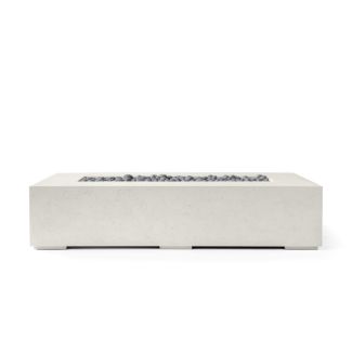 HPC Sonoma 72" Linear Concrete Gas Fire Pit in Limestone with Match Light & Slate Beach Stone - TOR-SONO72-LSB-MLFPK