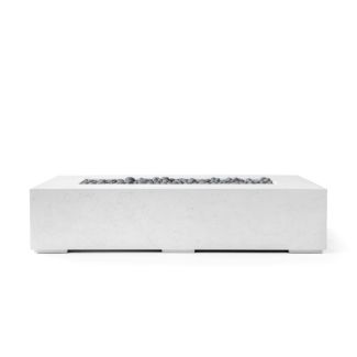 HPC Sonoma 72" Linear Concrete Gas Fire Pit in Natural with Match Light & Slate Beach Stone - TOR-SONO72-NSB-MLFPK