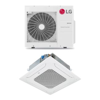 lg 18 000 btu multi f 17 5 seer2 single zone ceiling cassette mini split heat pump system r32 230v 235802