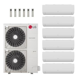 LG 54000 BTU Multi F 20.6 SEER2 6 Zone Wall Mount Mini Split Heat Pump System - R32 | 230V - 9 + 9 + 9 + 9 + 9 + 18