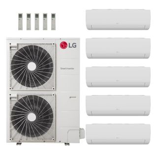 LG 54,000 BTU Multi F 20.6 SEER2 5 Zone Wall Mounted Mini Split Heat Pump System - R32 | 230V - 9 + 9 + 9 + 9 + 9 - KUMXB541A / 5-KNUAK091A