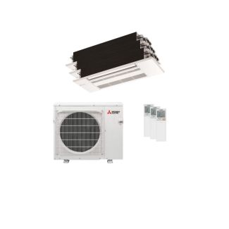 Mitsubishi 36,000 BTU MLZ-Series 19.2 SEER2 3 Zone Slim Ceiling Cassette Mini Split Heat Pump System - R454B | 230V - 6 + 6 + 6