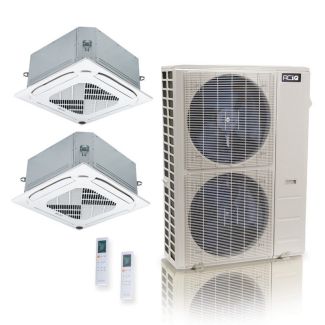 55,000 BTU ACiQ Standard 22 SEER2 2 Zone Ceiling Cassette Mini Split Heat Pump System - R454B | 230V - 18 + 24
