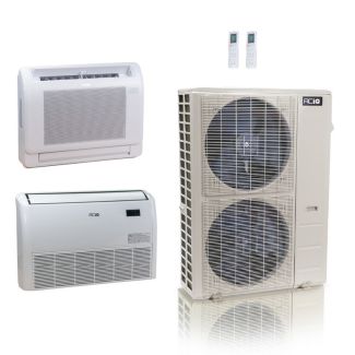 48,000 BTU ACiQ Standard 24 SEER2 2 Zone Floor Mount Mini Split Heat Pump System - R454B | 230V - 9 + 24