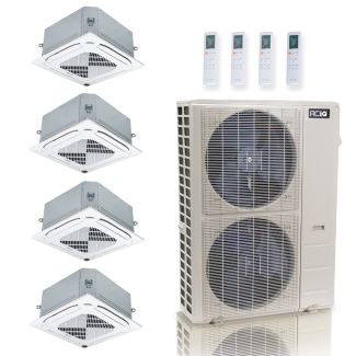 55,000 BTU ACiQ Standard 22 SEER2 4 Zone Ceiling Cassette Mini Split Heat Pump System - R454B | 230V - 9 + 12 + 18 + 18 - ES-55Z-M6C / ACiQ-09CC / ACiQ-12CC / ACiQ-18CC-2