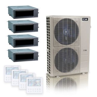 48,000 BTU ACiQ Standard 20.4 SEER2 4 Zone Concealed Duct Mini Split Heat Pump System - R454B | 230V - 9 + 9 + 9 + 18