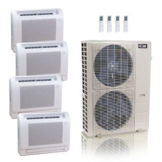 55,000 BTU ACiQ Standard 22 SEER2 4 Zone Floor Mount Mini Split Heat Pump System - R454B | 230V - 12 + 12 + 12 + 12 - ES-55Z-M6C / ACiQ-12FM-HH-MD-4