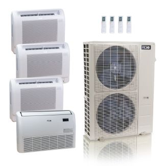 55,000 BTU ACiQ Standard 22 SEER2 4 Zone Floor Mount Mini Split Heat Pump System - R454B | 230V - 12 + 12 + 12 + 24 - ES-55Z-M6C / ACiQ-12FM-HH-MD-3 / ACiQ-24FM-HH-MD