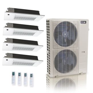 55,000 BTU ACiQ Standard 22 SEER2 4 Zone Slim Ceiling Casette Mini Split Heat Pump System - R454B | 230V - 6 + 6 + 9 + 18 - ES-55Z-M6C / SCC-06-HH-MB-2 / SCC-09-HH-MB / SCC-18-HH-MB