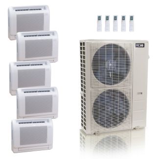 48,000 BTU ACiQ Standard 24 SEER2 5 Zone Floor Mount Mini Split Heat Pump System - R454B | 230V - 9 + 9 + 9 + 12 + 12 - ES-48Z-M6C / ACiQ-09FM-HH-MD-3 / ACiQ-12FM-HH-MD-2