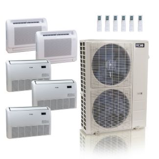 55,000 BTU ACiQ Standard 22 SEER2 5 Zone Floor Mount Mini Split Heat Pump System - R454B | 230V - 9 + 9 + 18 + 18 + 18 - ES-55Z-M6C / ACiQ-09FM-HH-MD-2 / ACiQ-18FM-HH-MD-3