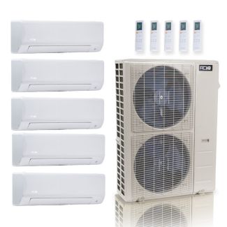 55,000 BTU ACIQ Standard 22 SEER2 5 Zone Wall Mount Mini Split Heat Pump System - R454B | 230V - 9 + 12 + 12 + 12 + 24 - ES-55Z-M6C / ACIQ-09W-HH-MD / ACIQ-12W-HH-MD-3 / ACIQ-24W-HH-MD