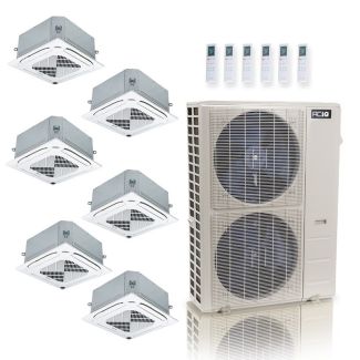 55,000 BTU ACiQ Standard 22 SEER2 6 Zone Ceiling Cassette Mini Split Heat Pump System - R454B | 230V - 9 + 9 + 9 + 9 + 9 + 12 - ES-55Z-M6C / ACiQ-09CC-HH-MC-5 / ACiQ-12CC-HH-MC