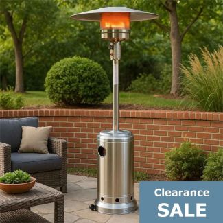 Stainless Steel Portable Propane Patio Heater with Hidden Tank Base - Heats 175 Sq Ft