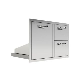 BBQ Direct Universal 39-Inch Double Drawer & Roll-Out Trash/Propane Bin Combo