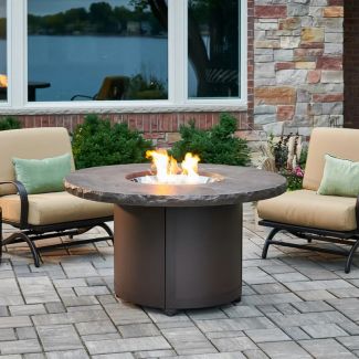 Outdoor Greatroom Beacon Round Gas Fire Pit Table in Marblized Noche - BC-20-MNB-B
