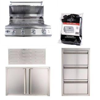 Buck Grill 32-Inch 4-Burner Built-In Gas Grill 304SS W/Lights & Outdoor Kitchen Package Options - BG 32BUCKGRILL-PKG-6