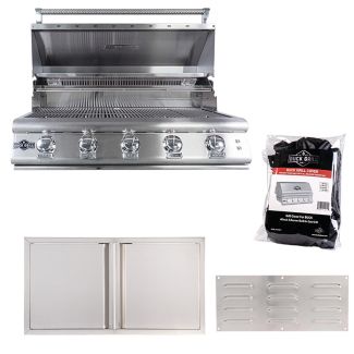 Buck Grill 40" 5 Burner Built In Stainless Steel Gas Grill with Lights  + Professional Outdoor Kitchen Package - BG 40BUCKGRILL-PKG-1