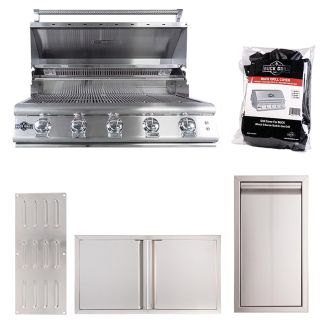 Buck Grill 40" 5 Burner Built In Stainless Steel Gas Grill with Lights  + Professional Outdoor Kitchen Package - BG 40BUCKGRILL-PKG-5