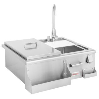 Blaze 30" Stainless Steel Outdoor Beverage Center With Sink & Ice Bin Cooler - BLZ-30CKT-SNK