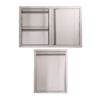 Buck Grill 32" Double Drawer Combo / Access Door / 20" Trash Bin 304 Stainless Steel Outdoor Kitchen Cabinetry Package - BO-PKG-38-54