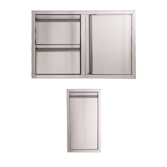 Buck Grill 32" Double Drawer Combo / Access Door / 13" Trash Bin 304 Stainless Steel Outdoor Kitchen Cabinetry Package - BO-PKG-38-52
