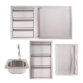 Buck Grill 39" Triple Drawer Combo / Access Door / Triple Access Drawer 304 Stainless Steel Outdoor Kitchen Cabinetry Package - BO-PKG-38-29