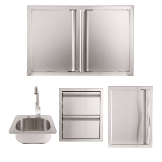 Buck Grill 32" Double Access Door // Access Door 304 Stainless Steel Outdoor Kitchen Cabinetry Package - BO-PKG-38-47