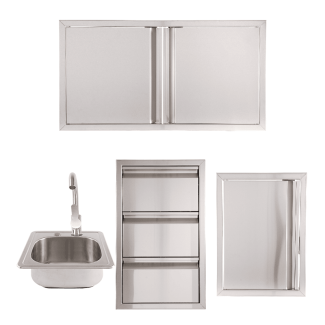 Buck Grill 40" Triple Access Drawer / Double Access Door / Access Door 304 Stainless Steel Outdoor Kitchen Cabinetry Package - BO-PKG-38-39