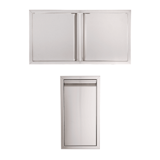 Buck Grill 40" 13" Trash Bin / Double Access Door / 304 Stainless Steel Outdoor Kitchen Cabinetry Package - BO-PKG-38-32