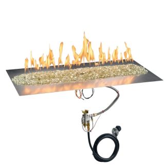 Outdoor Greatroom 13.5" x 42" Linear Crystal Fire Plus Gas Burner Insert and Plate Kit - BP2442-B-B