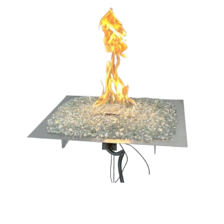 Outdoor Greatroom 36" x 36" Square Crystal Fire Plus Gas Burner Insert and Plate Kit - BP36S-A-B
